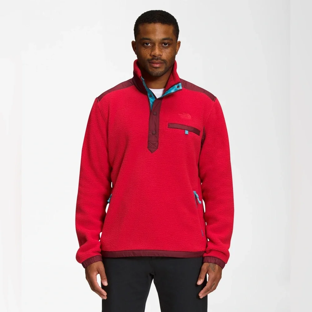 North Face Men’s Royal Arch Red Sherpa 1/4-Snap Fleece Pullover NWOT-size Large